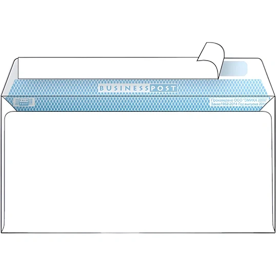 Конверт белый E65 стрип пр.окно BusinessPost 110х220 1000шт/уп/1960