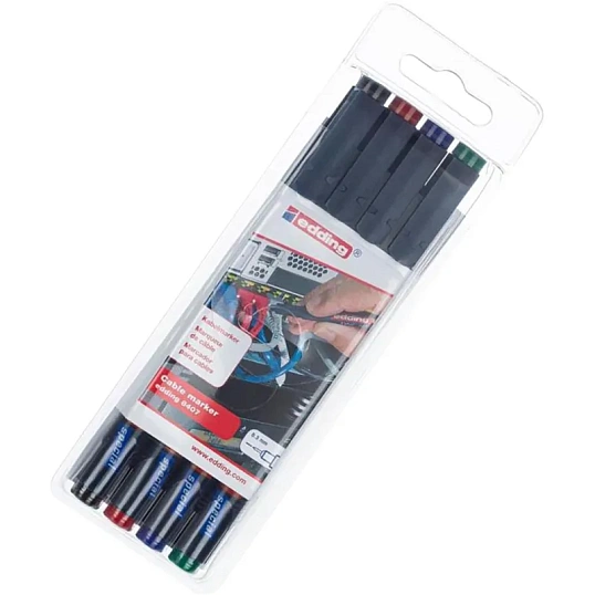 Маркер Для кабеля EDDING E-8407/S 0,3мм 4 цв.