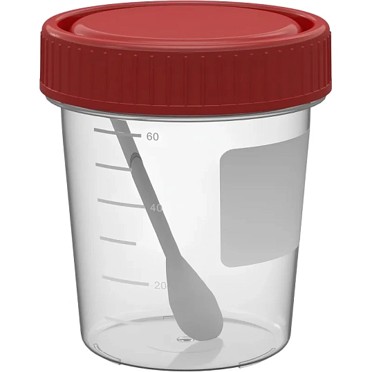 Контейнер д/сбора биопроб Перинт стер с ложк 60мл КО0НЛПП,400шт/уп крышкой