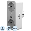 Тройник AGNI 2/220 + 2 USB,белый(TP-WB2U2E-white)