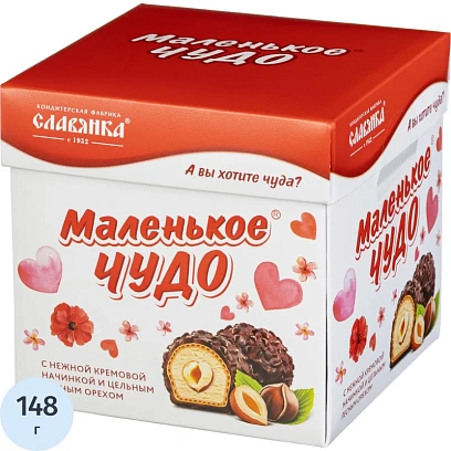 Конфеты Славянка Маленькое чудо вафельные /лазированные/сливочное, 148г