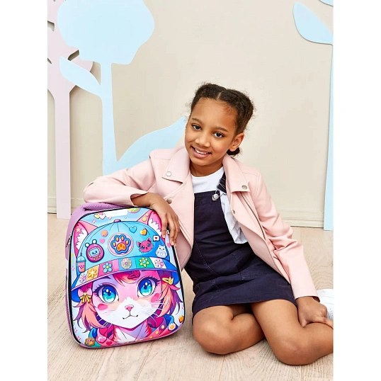 Ранец Комус Класс Light1 Девочка кошка,  1 отд, эргоном
