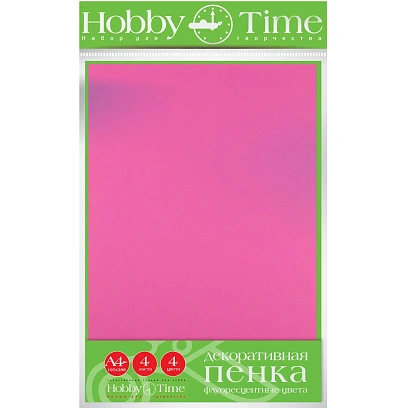 Фоамиран ФЛУОРЕСЦЕНТНЫЕ ЦВЕТА набор 4л./4цв., 1-404-161