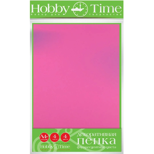 Фоамиран ФЛУОРЕСЦЕНТНЫЕ ЦВЕТА набор 4л./4цв., 1-404-161