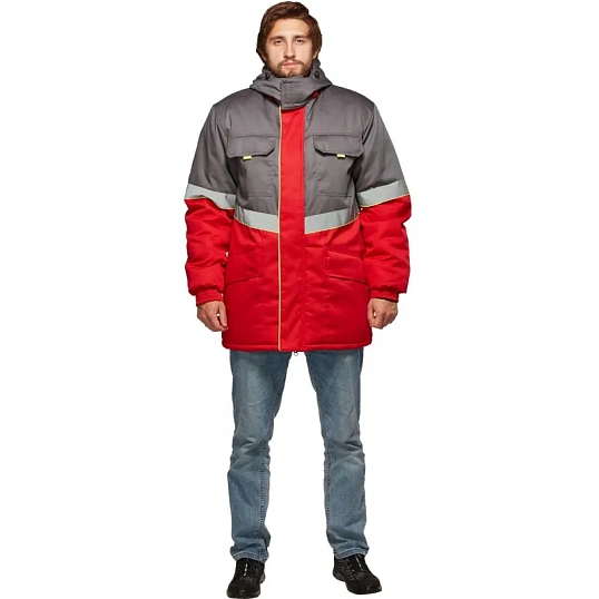 Куртка рабочая зимняя муж з43-КУ крас/сер (р.44-46) 170-176 (серия З)