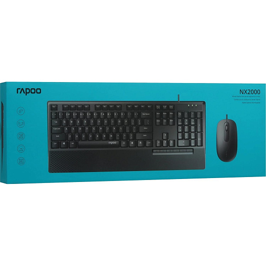 Набор клавиатура+мышь RAPOO проводная NX2000, цвет - черный