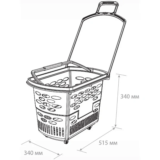 Корзина покупательская EVR_TECHNO 410064 корзина-тележка пластик красн. 38л
