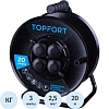 Удлинитель Topfort метал. КГ 3x2,5 кв.мм 20м 16А 4 гнезда с/з.,с/загл.,IP44