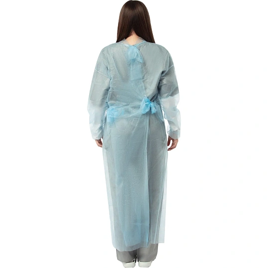 Халат н/с процед, рук.рез, на кнопк, XXL, дл.110см, пл 25, голуб, 10шт/уп