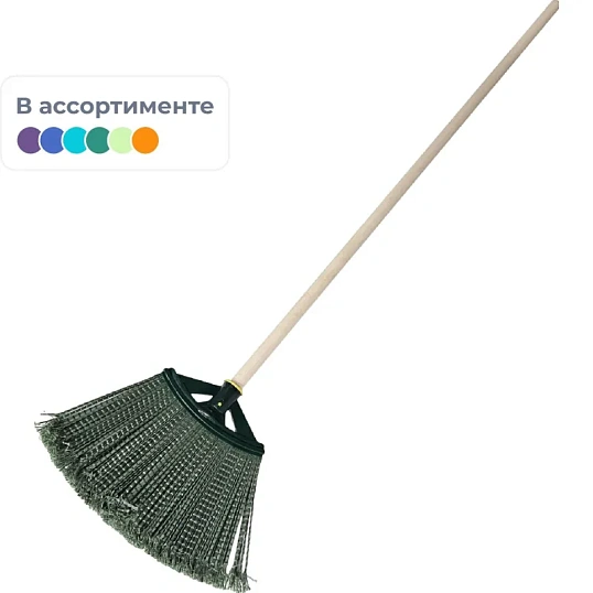 Метла плоская пластиковая с черенком (ширина рабочей части 38 см)