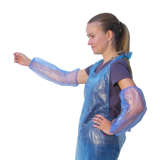 Нарукавник одноразовый п/э голубой 10 мкм,50 пар/уп,ПС (100 шт/уп)