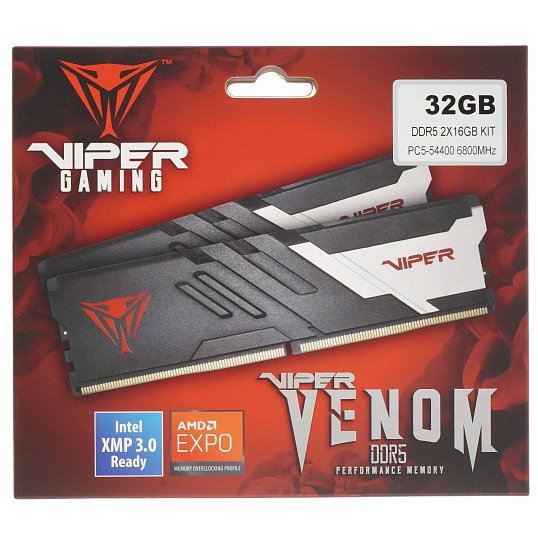 Модуль памяти Patriot Viper DDR5 DIMM 32GB(2x16Gb) 6800MHz (PVV532G680C34K)