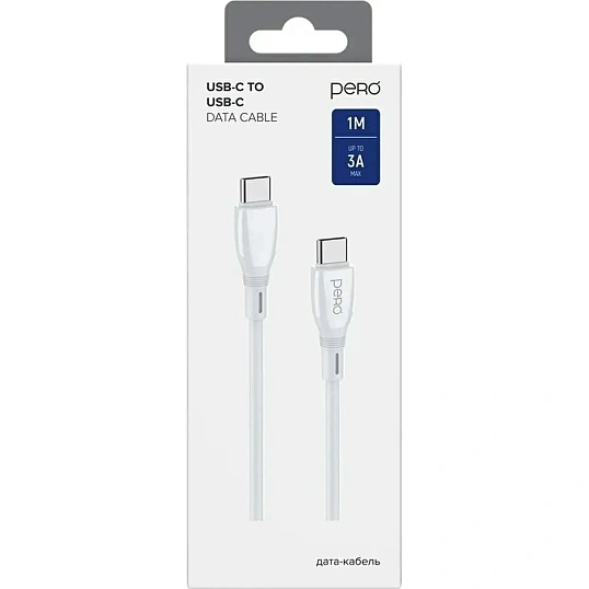 Кабель PERO DC11 PD Type-C to Type-C, 60W, 1m, White