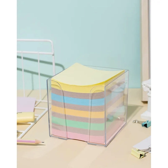 Блок для записей в подставке ATTACHE ЭКОНОМ в стакане 9х9х9 цветной 65-80г