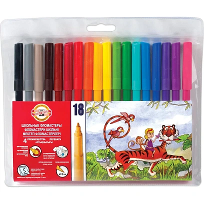 Фломастеры ZOO 1002 18цв/наб смываемые вентилир. ПВХ с подв 771002AH04TERU