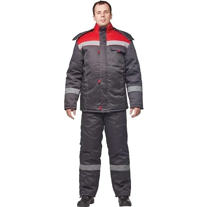 Костюм рабочий зимний муж з31-КПК сер/красн (р.60-62) 158-164 (Арсенал-СП)