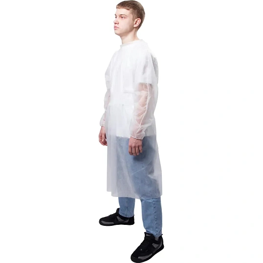 Халат (накидка) одноразовый  на завязках,25 гр, белый, 10шт/уп