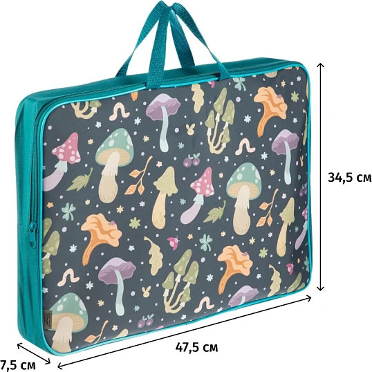 Папка для труда  Комус Класс Грибы А3 на молн,ткань,475х345х75,ПМД3-20-4