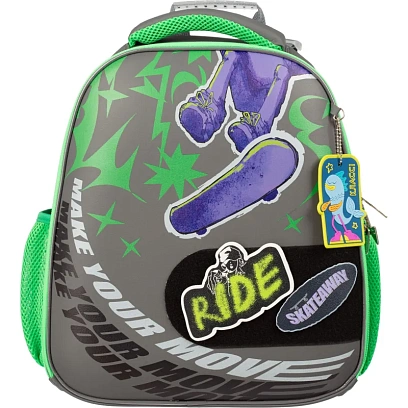 Ранец Комус Класс Basic Скейт, черный, 2 отд, эргоном спинка