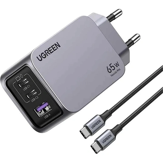 Зарядное устройство сет. UGREEN X755(25871)Nexode Pro 65W 3-Port+каб.1м сер