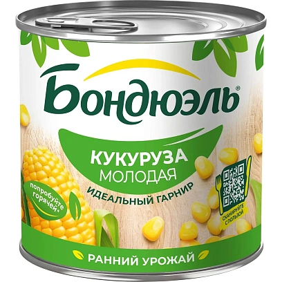 Кукуруза Консервация Бондюэль молодая, 340г