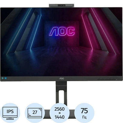 Монитор AOC 27 Q27P3CV QHD/IPS/75Гц/2xHDMI/DP/pivot/черный