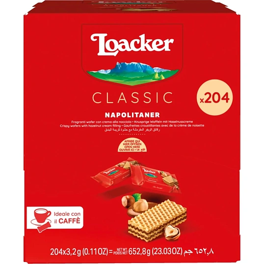 Вафли Loacker минис наполитанер, 3,2гx204шт/уп