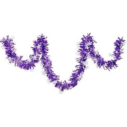 Мишура со снежинками диаметр 9 см, 2 м фиолетовый