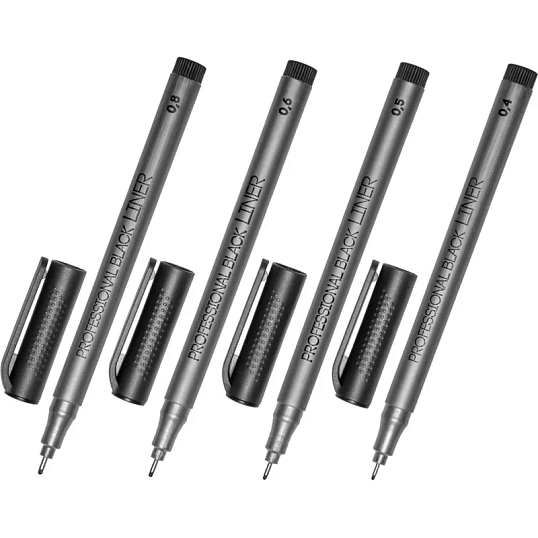 Набор линеров утолщенных Sketch&Art черного цвета, 4 шт. 36-0032