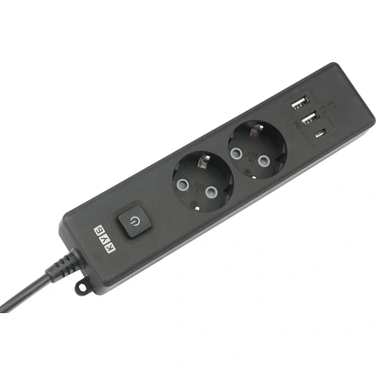 Удлинитель Power Cube, 2р/1.9 м выкл.,3USB, 3.5кВт,16А,3x1,0 черн(PC-5B-2M)