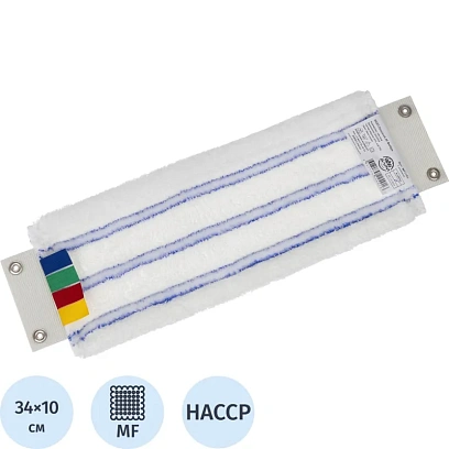 Насадка МОП плоский 34х10см микроф+мягк абраз кнопки бел с син полос MF2185