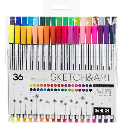 Набор линеров для скетчинга SKETCH&ART  В ПВХ кармане 0.4 мм 36 цв 36-0014