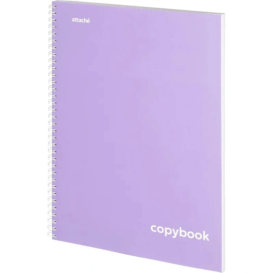 Бизнес-тетрадь А4 96л Attache Акварель фиолетовый, клетка, гребень, картон