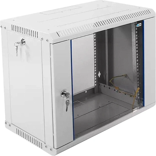 Шкаф настенный телеком. ЦМО разб. 9U (600х350) дверь стекло (ШРН-Э-9.350)