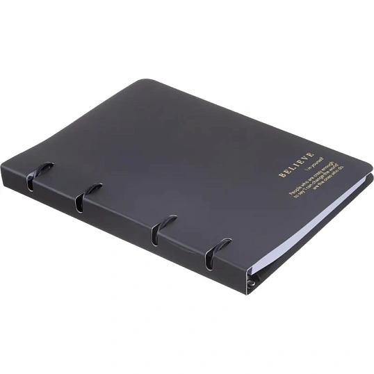 Тетрадь общая, BS, А5, 120л., клетка, кольца, Believe, черный N4761