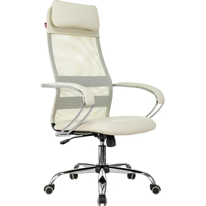 Кресло VB_EChair-655 SL TPU_BG сетка/экокожа бежевый хром
