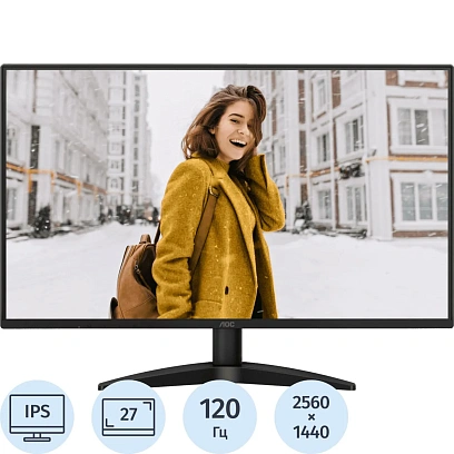 Монитор 27 AOC Q27B36S3 Black (IPS,2560x1440,120Hz,1 ms,HDMI,DP (AC ext))