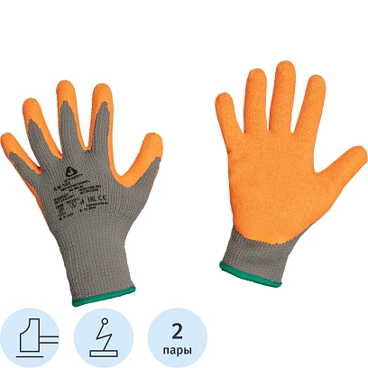 Перчатки трикотаж ут.с лат.JetaSafety JLW-101 Signal сер-оранж р.L(2пар/уп)