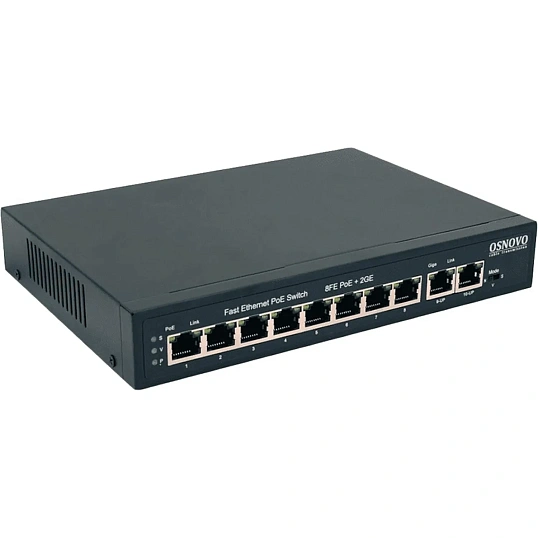 Коммутатор Osnovo SW-20820(120W) (L2) 8x100Мбит/с 2x1Гбит/с 8PoE неуправл