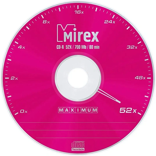 Носители информации CD-R, 52x, Mirex Maximum, Slim/1, UL120052A8S
