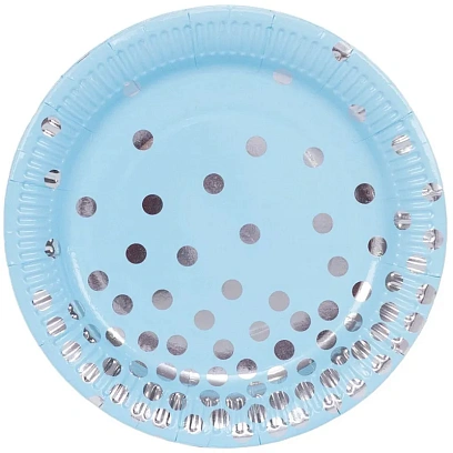 Набор тарелок бум Горошек серебрян 17см 6шт/уп,1502-2874