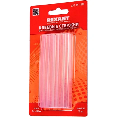 Стержень клеевой REXANT d7.4х100мм прозрачные, 12шт. (09-1010)