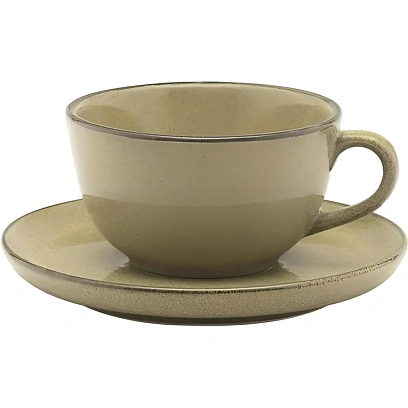 Чайная пара FLAT Shape OCRE (чашка 200мл и блюдце 14,5см) Oxford 141354