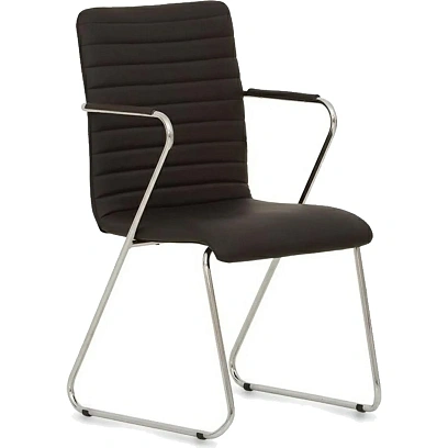 Стул офисный хром, эко кожа чёрная Task/Ch/Eco Task