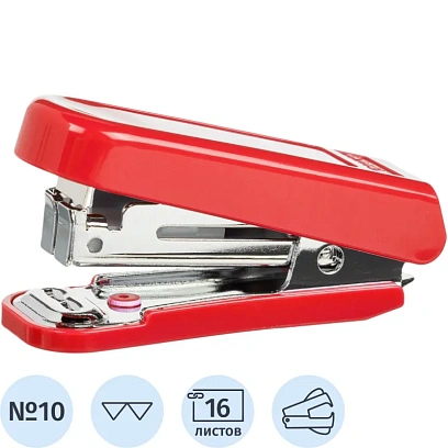 Степлер -мини КОМУС (N10) до 16 лист. красный антистеп