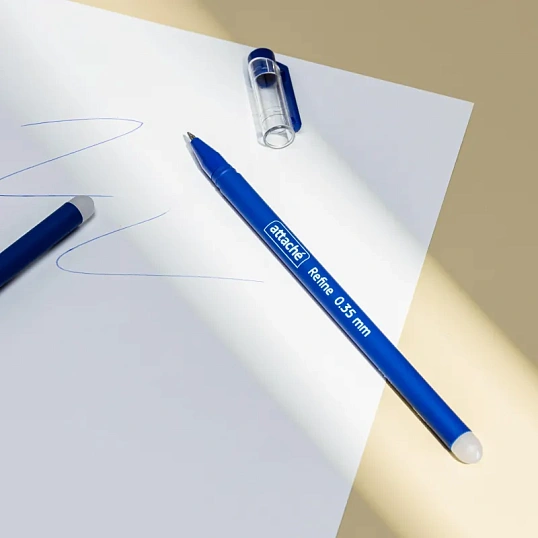 Ручка гелевая со стираем.черн. Attache Refine лин0,35мм,soft touch,синяя