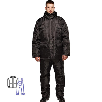 Костюм зимний Охранника с п/к черный (р.52-54) 182-188