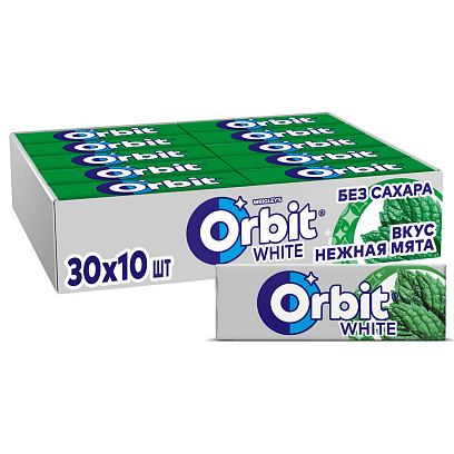 Жевательная резинка Orbit White Нежная мята без сахара,13,6гх30шт/уп