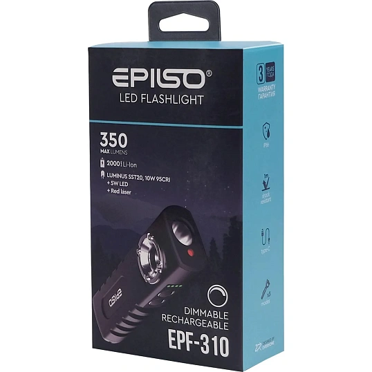 Фонарь EPILSO EPF-310 (карманный, Luminus SST20, 10W+LED 5W + Laser, аккум)