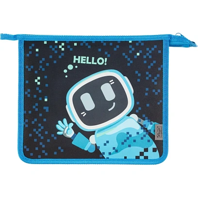 Папка для тетрадей Комус Класс Robot Hello син,А5, молния, пластик, ПТ-735